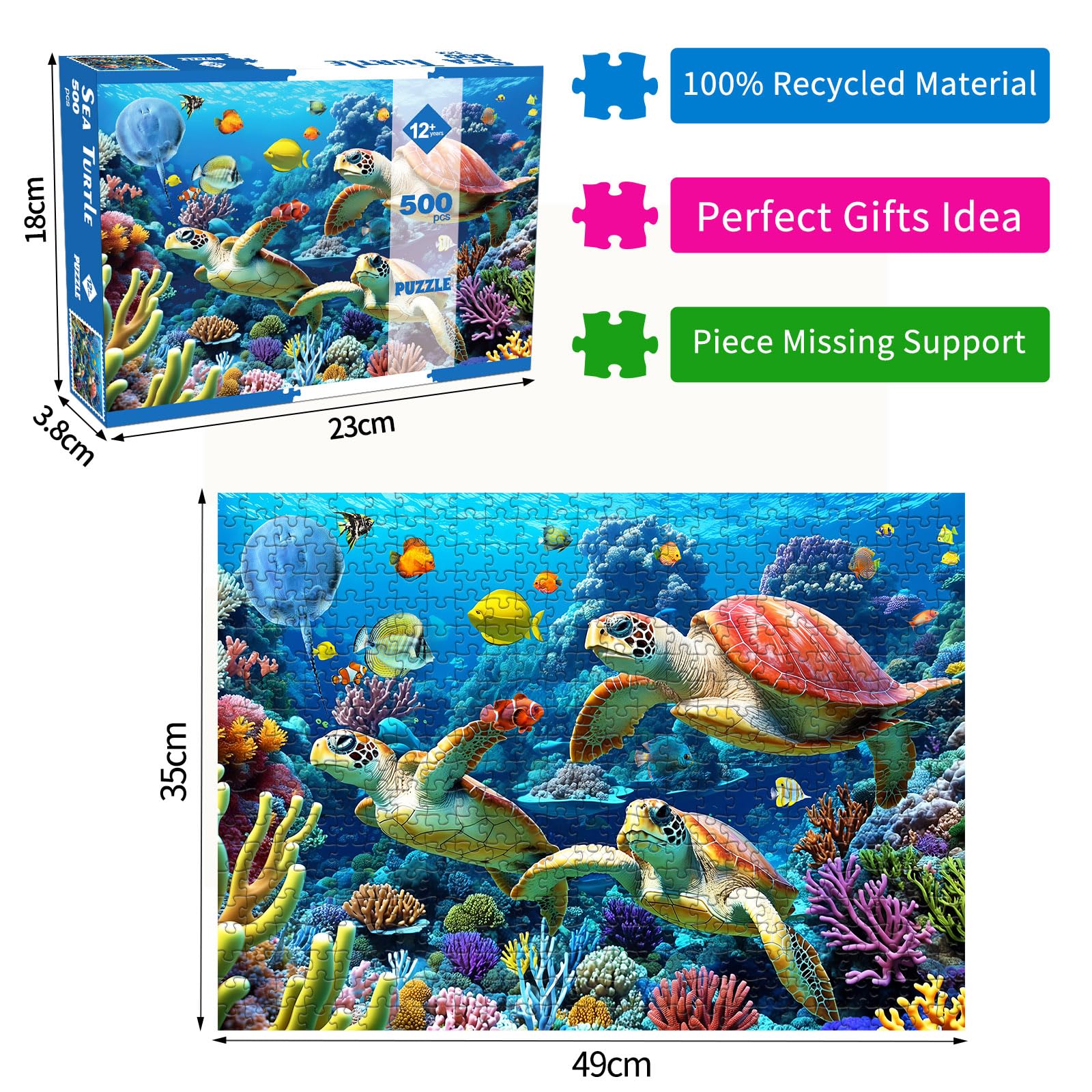 Amazon.com: 500 Piece Jigsaw Puzzle for Adults -Sea Turtle